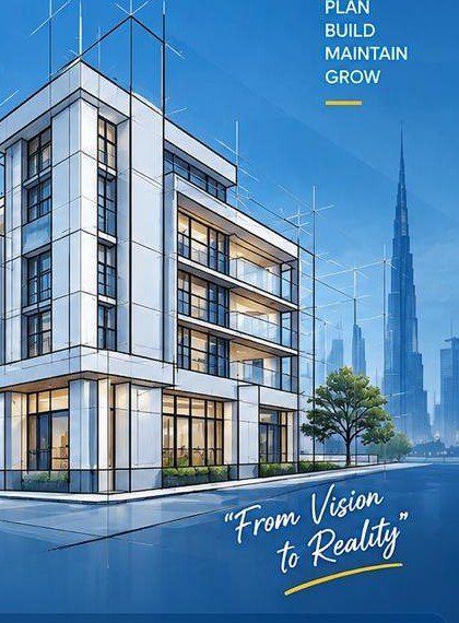 AFM Infinity building refurbishment concept — Dubai skyline
